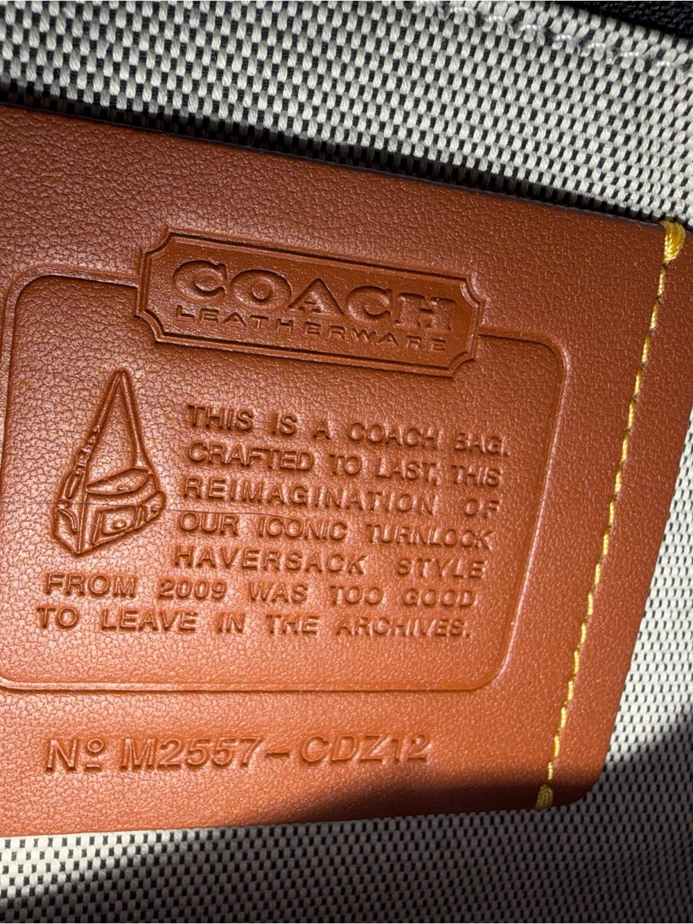 NWT Coach Haversack CDZ12 Black Leather Brass Shoulder Bag, Bleecker Archive - Picture 9 of 10